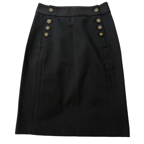 Tory Burch Black Pencil Skirt "Colchi Skirt" Button Detail. Sz. XS Old Money New - Picture 1 of 14